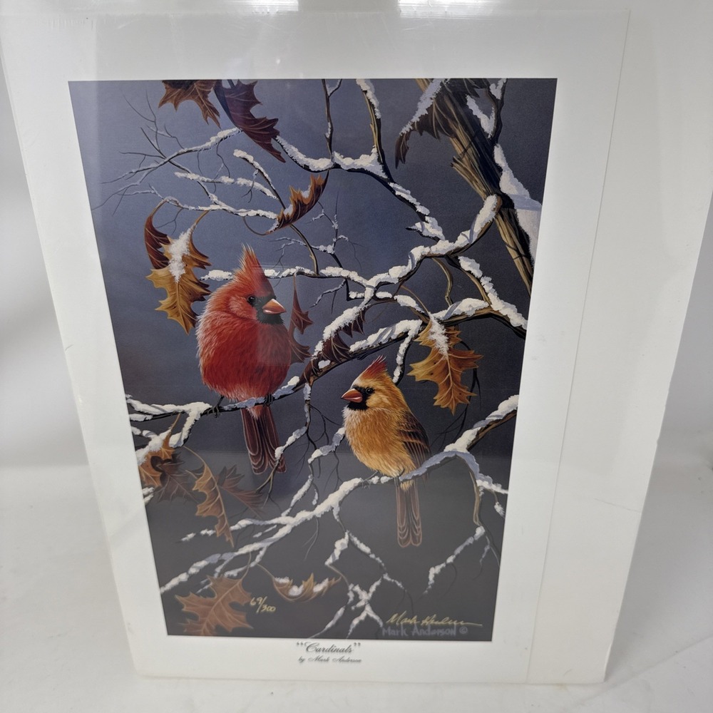 Mark Anderson Cardinals Winter Tree Signed 15X10 In Limited Edition Print 69/300